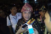 <em>Sultan Palembang, Sultan Iskandar Mahmud Badaruddin saat ditemui awak media ketika acara Welcome Dinner di Gua Sunyaragi.</em>