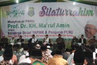 Silaturahmi: Cawapres nomor urut 01 Ma'ruf Amin meminta pengurus Nahdlatul Ulama di Bekasi, ikut mengawal kondusifitas Pemilu Legislatif dan Pemilu Presiden 2019.