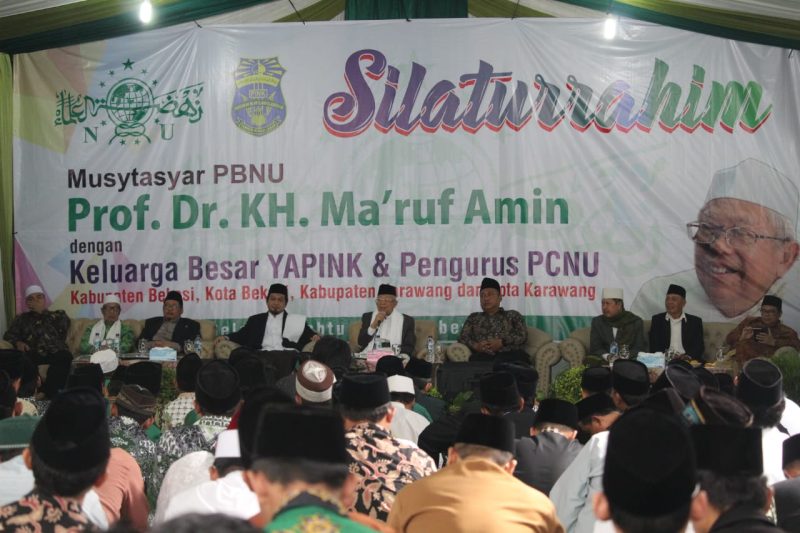 Silaturahmi: Cawapres nomor urut 01 Ma'ruf Amin meminta pengurus Nahdlatul Ulama di Bekasi, ikut mengawal kondusifitas Pemilu Legislatif dan Pemilu Presiden 2019.