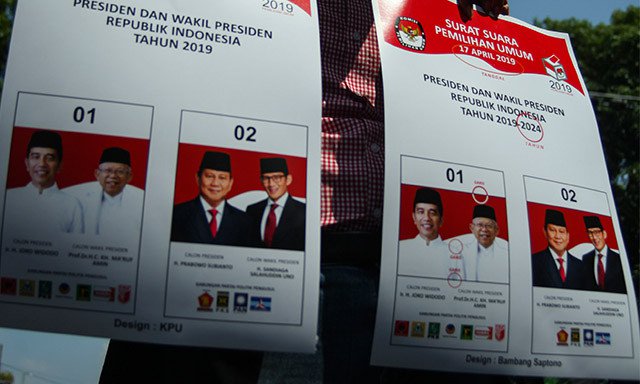 Ilustrasi surat suara pilpres 2019.