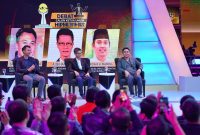 Suasana Debat Final Calon Ketua Umum HIPMI Periode 2019-2022 Disiarkan Langsung Dari Kompas TV, Minggu 8 September 2019. Dari Kiri Ke Kanan: Caketum HIPMI Nomor Urut 1 Bagas Adhadirgha; Caketum HIPMI Nomot Urut 2 Ajib Hamdani; Caketum HIPMI Nomor Urut 4 Mardani H. Maming.