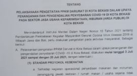 foto: Pemkot Bekasi Keluarkan Surat Edaran PPKM Darurat Sektor Jasa Usaha Kepariwisataan, Hiburan/Area Publik