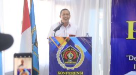 Plt. Walikota Bekasi Tri Adhianto dalam sambutannya di depan Persatuan Wartawan Indonesia Bekasi Raya.