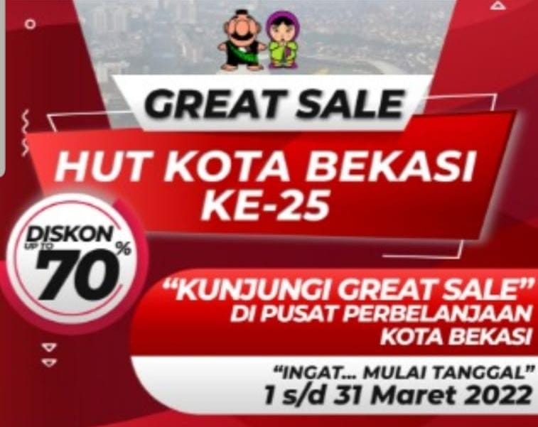 Bekasi Great Sale 2022 Bulan Gebyar Discount 25-70 persen