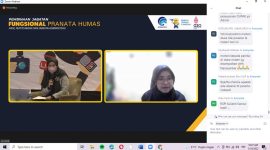 Foto : Webinar secara virtual mengenai Koordinasi Jabatan Fungsional Pranata Humas Tahun 2022 pada Kamis, 24/03/2022.