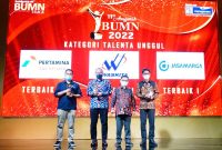 Foto : Direktur Human Capital & Transformasi Jasa Marga Bagus Cahya Arinta B. didampingi oleh Corporate Secretary Jasa Marga Dadan Waradia dan Risk and Quality, Health, Safety and Environment Group Head Jasa Marga Devi Lusyana.