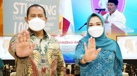 Plt. Bupati Bekasi, Akhmad Marjuki, saat menghadiri acara Sosialisasi Rencana Aksi Nasional Percepatan Penurunan Angka Stunting Indonesia (RAN-PASTI) yang diinisiasi oleh Badan Kependudukan dan Keluarga Berencana Nasional (BKKBN) yang berlangsung di The Trans Luxury Hotel, Batununggal, Kota Bandung, pada Jumat (11/3). 