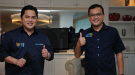 Praktisi Media, Eko Ardi Nugraha bersama menteri BUMN Erick Thohir./ ist
