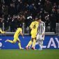 Selebrasi pemain VIllarreal, Gerard Moreno, usai membobol gawnag Juventus.
