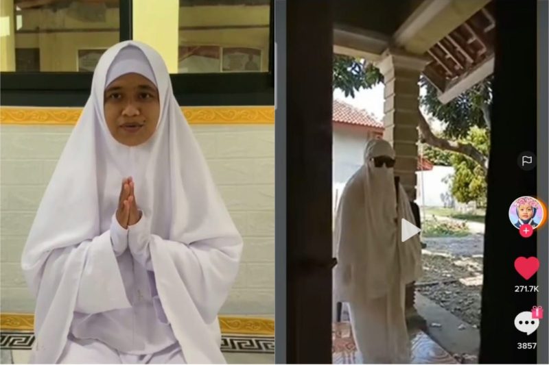 Wanita bercadar di Pringsewu, Lampung. /Tiktok dan Instagram

