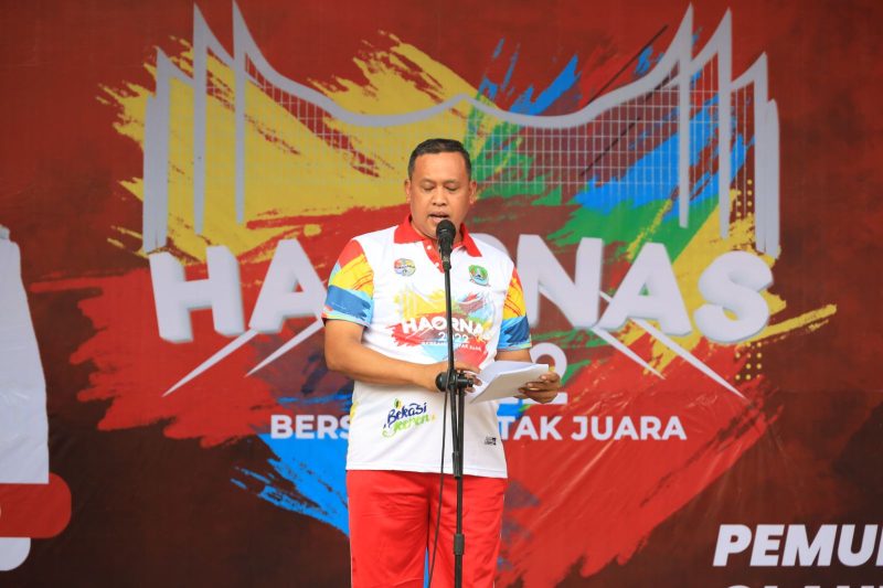 Caption Foto: Pemerintah Kota Bekasi Memperingati Hari Olahraga Nasional (Haornas) bersama para Atlet dan Pengurus KONI, KORMI, dan NPCI Kota Bekasi.