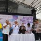 Pj Bupati Bekasi Dani Ramdan membuka bazar hasil perikanan yang digelar Dinas Perikanan Kabupaten Bekasi di Museum Gedung Juang Tambun.