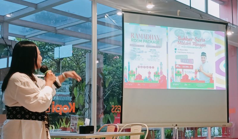 Presentasi: Vellya Anggraini, sales Manager Zuri Express dan megungkapkan, dalam rangka menyambut bulan suci ramadhan pada tahun ini kami mengambil Tema Saung Ramadhan, pada Kamis 7 Maret 2024.
