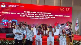 Pilkada 2024 : Rapat Pleno Terbuka KPU Kota Bekasi dan pengundian nomor urut resmi pasangan calon walikota Bekasi dan wakil walikota Bekasi, di Harris Hotel, Sumarecon.