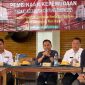 Ketua KPUD Kabupaten Bekasi, Ali Rido, memberikan sambutan dalam kegiatan Pembinaan Kepemudaan Kecamatan Cibitung, Rabu (28/5/2025).