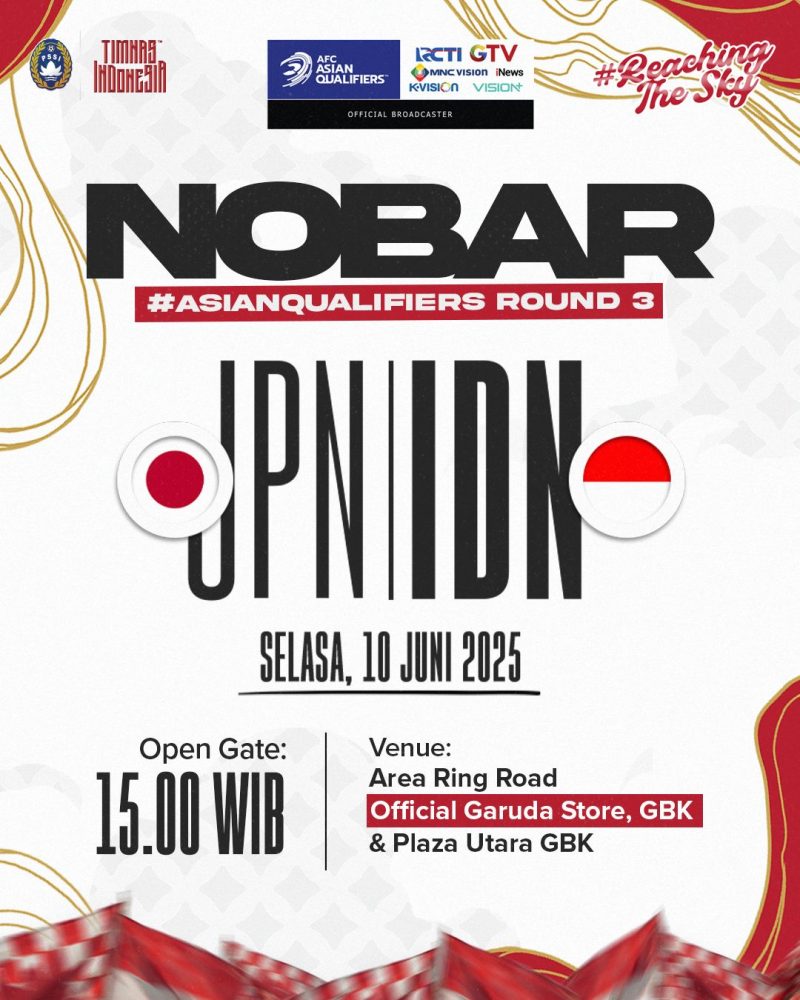NOBAR SERU TIMNAS vs JEPANG!
Gabung ribuan suporter di GBK untuk nonton bareng laga seru Indonesia vs Jepang dalam lanjutan #AFCQualifiers Round 3!