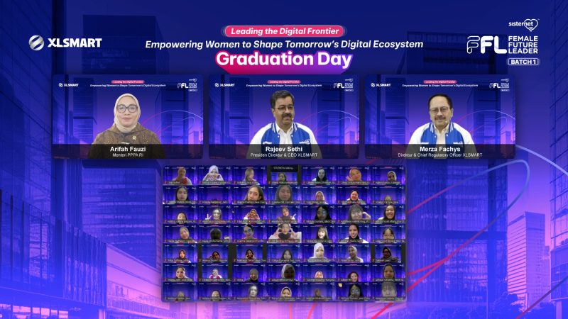 Menteri PPPA RI Arifah Fauzi, Presiden Direktur & CEO XLSMART Rajeev Sethi, serta Direktur & Chief Regulatory Officer XLSMART Merza Fachys, hadir secara virtual dalam acara kelulusan Female Future Leader (FFL) Batch 1 yang diikuti oleh 100 perempuan muda terpilih dari seluruh Indonesia, Jumat (20/6/2025). 