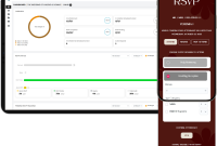 Antarmuka Provite menampilkan dashboard pemantauan RSVP real-time dan halaman konfirmasi tamu pada perangkat mobile, memudahkan penyelenggara acara dalam mengelola kehadiran secara cepat dan akurat.
