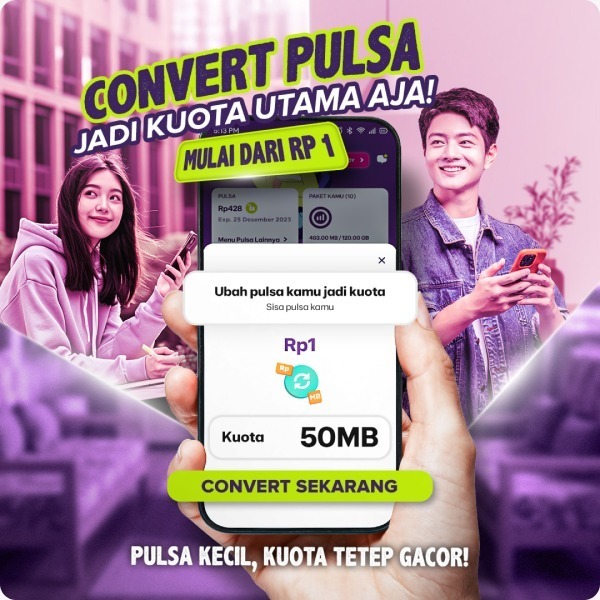 AXIS menghadirkan fitur Convert Pulsa yang memungkinkan pelanggan menukarkan sisa pulsa menjadi kuota utama mulai dari Rp1 langsung melalui aplikasi AXISNET, solusi praktis agar pulsa kecil tetap bermanfaat untuk koneksi internet sehari-hari.