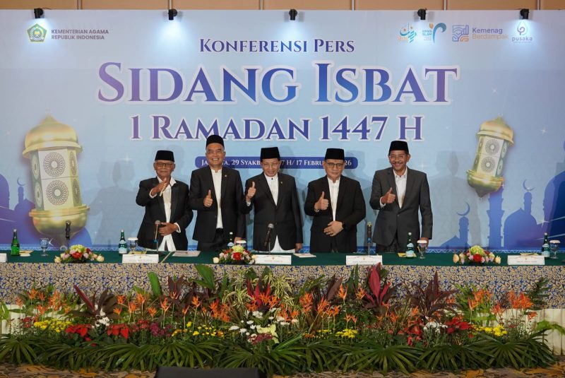 Konferensi pers penetapan 1 Ramadan 1447 H yang menetapkan awal puasa jatuh pada Kamis, 19 Februari 2026.
