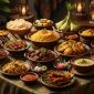 Ilustrasi hidangan khas Lebaran seperti opor ayam, rendang, dan ketupat yang disajikan dalam program brunch Idul Fitri di Harper Cikarang.