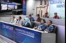 Jajaran Pemerintah Kabupaten Bekasi mengikuti live talkshow BPSDM Kementerian Dalam Negeri bertema kepemimpinan berintegritas secara virtual di Ruang Command Center Diskominfosantik, Cikarang Pusat, Kamis (16/4/2026).