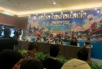 Suasana konferensi pers Jakarta Fair Kemayoran 2026 di Jakarta, Rabu (4/6/2026). Dalam kesempatan tersebut, panitia resmi mengumumkan penyelenggaraan Jakarta Fair Kemayoran yang akan berlangsung pada 11 Juni hingga 12 Juli 2026 di JIEXPO Kemayoran, Jakarta Pusat, dengan menghadirkan 2.800 peserta pameran, berbagai hiburan, serta konser musik dari sejumlah musisi papan atas Indonesia.