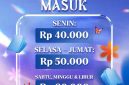 Informasi harga tiket masuk Jakarta Fair Kemayoran 2026 yang digelar pada 11 Juni–12 Juli 2026 di JIEXPO Kemayoran, Jakarta Pusat. (Foto: Dok. Jakarta Fair)