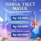 Informasi harga tiket masuk Jakarta Fair Kemayoran 2026 yang digelar pada 11 Juni–12 Juli 2026 di JIEXPO Kemayoran, Jakarta Pusat. (Foto: Dok. Jakarta Fair)