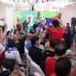Suasana penuh semangat mewarnai kegiatan nonton bareng (nobar) pertandingan Meksiko melawan Korea Selatan pada FIFA World Cup 2026 di Media Center TVRI, Jakarta, Jumat (19/6/2026). Para tamu dan pendukung kedua tim tampak antusias memberikan