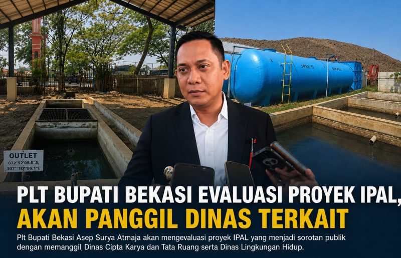 Bupati Bekasi Asep Surya Atmaja mengevaluasi proyek IPAL dengan memanggil DCKTR dan DLH untuk memastikan kesesuaian spesifikasi serta kesiapan operasional fasilitas tersebut.