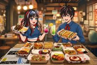 Ilustrasi karakter Ren dan Reina menikmati beragam sajian street food Jepang dalam program “60 Seconds to Tokyo” yang dihadirkan Archipelago Hotels. Kampanye kuliner ini membawa pengalaman cita rasa khas Tokyo melalui berbagai menu Jepang di jaringan hotel Archipelago Indonesia.