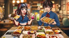 Ilustrasi karakter Ren dan Reina menikmati beragam sajian street food Jepang dalam program “60 Seconds to Tokyo” yang dihadirkan Archipelago Hotels. Kampanye kuliner ini membawa pengalaman cita rasa khas Tokyo melalui berbagai menu Jepang di jaringan hotel Archipelago Indonesia.