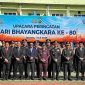 Upacara Hari Bhayangkara ke-80 di Lapangan Promoter Polres Metro Bekasi, Cikarang Utara, Rabu (1/7/2026). Foto : Ike Sopiah/Diskominfosantik.
