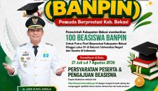 Plt. Bupati Bekasi dr. Asep Surya Atmaja mengajak putra-putri berprestasi memanfaatkan program Beasiswa Pendidikan (BANPIN) 2026. Pemerintah Kabupaten Bekasi membuka kuota 100 penerima beasiswa hingga jenjang S1 di perguruan tinggi negeri maupun swasta di seluruh Indonesia. Pendaftaran berlangsung pada 27 Juli–7 Agustus 2026 melalui laman banpin.bekasikab.go.id.