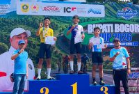 Atlet balap sepeda Kota Bekasi, Dharmawan Bekti, berhasil meraih podium pertama nomor Criterium Men Youth Jawa Barat pada Bupati Bogor Cup 2026 di Pakansari, Bogor, Sabtu (8/8/2026).