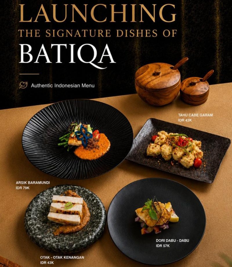 Keterangan foto:
Empat Signature Dish terbaru BATIQA Hotel Jababeka, yakni Arsik Barramundi, Tahu Cabe Garam, Otak-Otak Kenangan, dan Dori Dabu-Dabu, resmi diluncurkan sebagai bagian dari eksplorasi cita rasa autentik Indonesia dengan sentuhan modern.