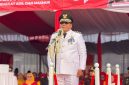 Camat Cibitung saat menjadi inspektur upacara HUT ke-81 Kemerdekaan RI di Kecamatan Cibitung, Kabupaten Bekasi.