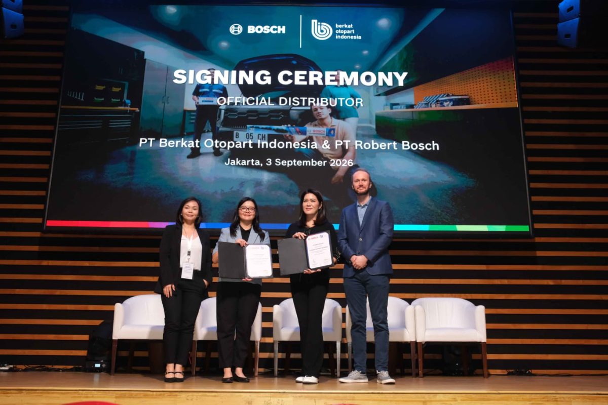 Bosch dan PT Berkat Otopart Indonesia resmi menandatangani kerja sama sebagai official distributor Bosch dalam acara Signing Ceremony di Jakarta, Kamis (3/9/2026). Kerja sama ini menjadi bagian dari penguatan layanan dan distribusi produk Bosch Mobility Aftermarket di Indonesia.