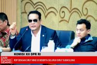 Anggota Komisi XII DPR RI Yulian Gunhar menyampaikan pandangan dalam Rapat Dengar Pendapat (RDP) bersama Direksi MIND ID dan seluruh direksi subholding pertambangan. Dalam rapat tersebut, DPR menyoroti pengelolaan sumber daya alam serta kontribusi sektor pertambangan terhadap negara.