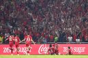 Timnas Indonesia merayakan gol di hadapan ribuan suporter pada final Piala ASEAN FIFA 2026 melawan Thailand di Stadion Utama Gelora Bung Karno (SUGBK), Jakarta, Senin (5/10/2026). Indonesia akhirnya menjadi juara setelah menang melalui adu penalti. (Dok. FIFA)