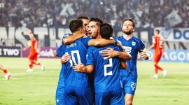Pemain PERSIB Bandung merayakan kemenangan 1-0 atas Cong Viettel FC pada pertandingan Grup E AFC Champions League Two 2026/2027 di Stadion Si Jalak Harupat, Kabupaten Bandung, Rabu (14/10/2026). Foto istimewa Persib Bandung.