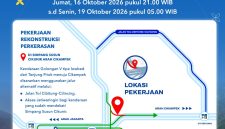 PT Jasamarga Transjawa Tol (JTT) memberlakukan pengaturan lalu lintas di Simpang Susun Cikunir arah Cikampek pada 16–19 Oktober 2026. Kendaraan Golongan V tipe lowbed dari arah Tanjung Priok menuju Cikampek diimbau menggunakan jalur alternatif melalui Tol Cibitung–Cilincing atau akses Jatiwaringin.