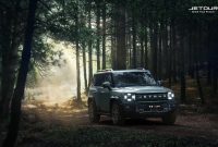 JETOUR T2 i-DM tampil di jalur hutan dengan mengusung konsep kendaraan untuk mendukung perjalanan dan eksplorasi alam. (Dok. JETOUR).